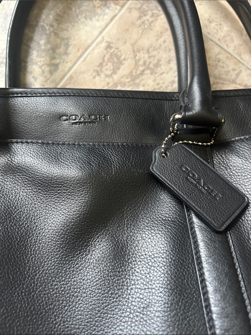 Coach Black Leather Tote with Detachable Shoulder Strap - Picture 2 of 12